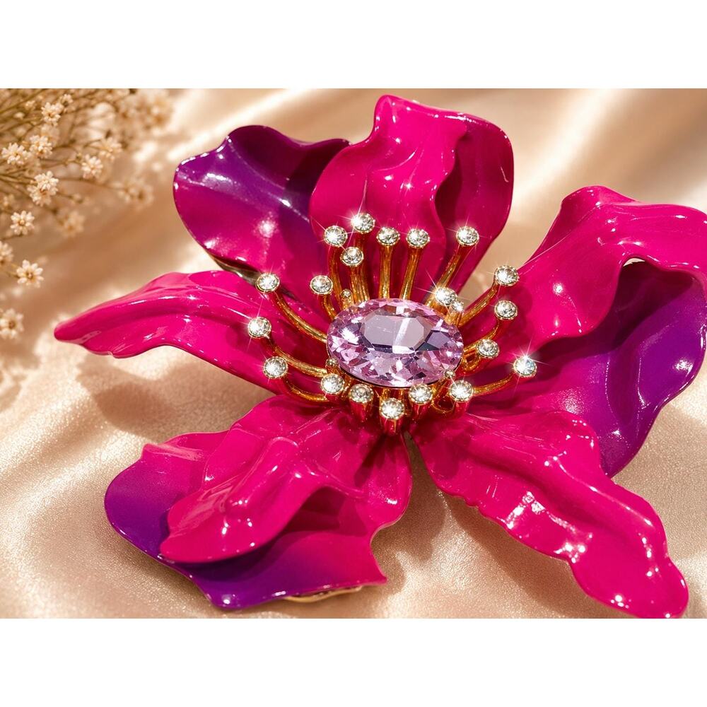 Betsey Johnson Orchid Statement Pendant Pink, Purple - Picture 2 of 13